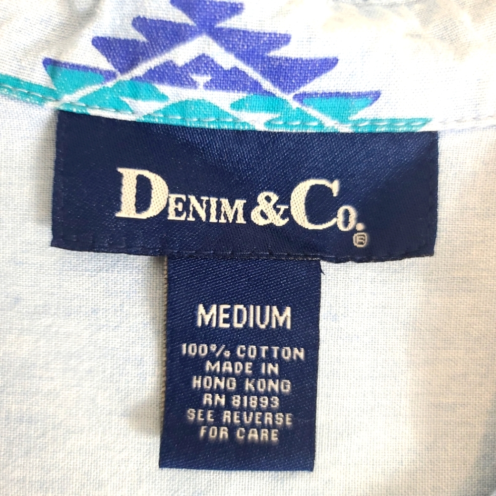 Vintage Denim & Co Southwestern Chambray Button Down Shirt - Picture 4 of 12